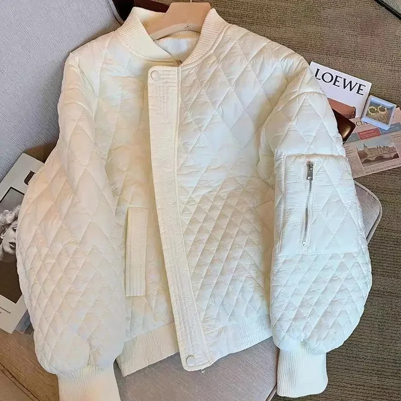 2023 neue Herbst Winter Baumwolle Jacke Lingge Design Baumwolle Mantel für Frauen Koreanische Vielseitige Freizeit Wärme Zipper Oberbekleidung