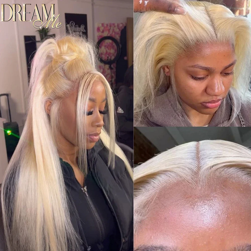 Dream Me 613 Blonde Skinlike Real HD Lace 13x4 Full Frontal Wigs Silk Straight Ultra HD 13X6 Lace Front Wig Human Hair For Women