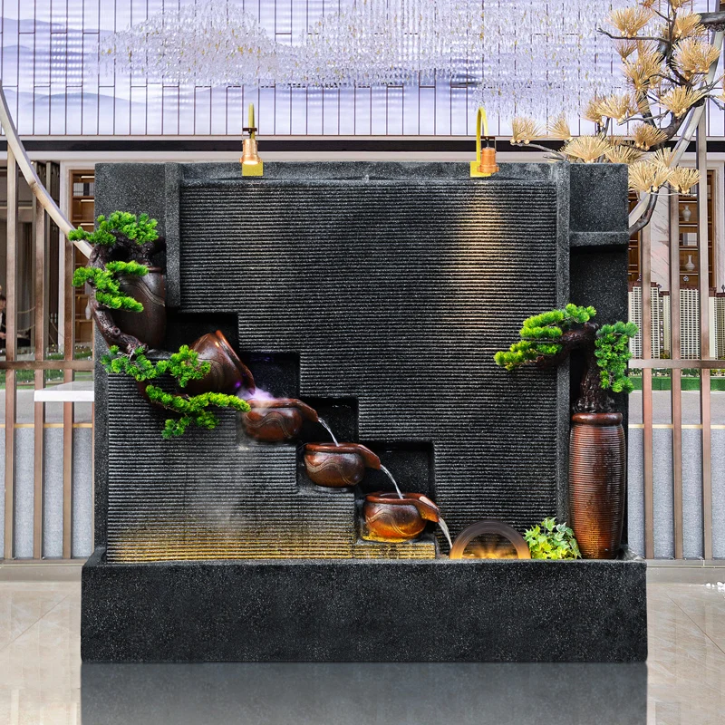 

Living room floor ornament large courtyard fish pond circulating water landscape humidifier fish tank
