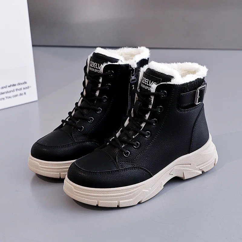 

Women's Thick-Soled Fleece High-Top Snow Boots Winter Casual Lace-Up Mid-Calf Versatile Fashionable Shoes