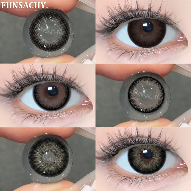 FUNSACHY 1 Paar Kontaktlinsen der schwarzen Serie für Augen, große schwarze Augen, Softlens, schöne Pupillen, natürliche braune Linse, jährliche Kosmetik