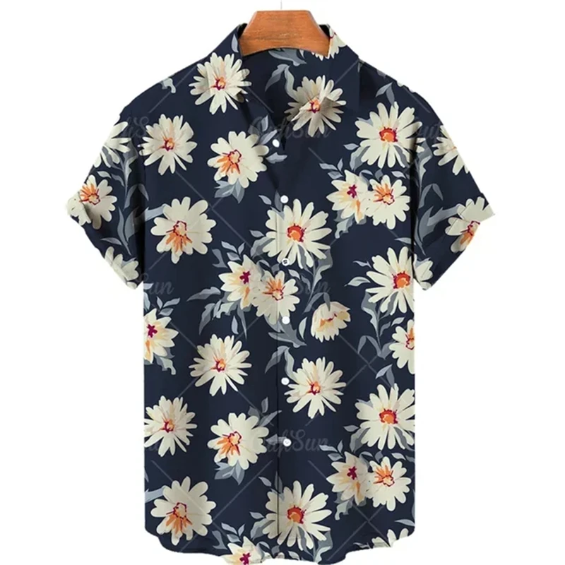 

2024 New Fashion Men Women Hawaiian Beach Shirts Harajuku Sunflower Pattern 3d Print T-shirt Womens Clothes Short-sleeved Blouse