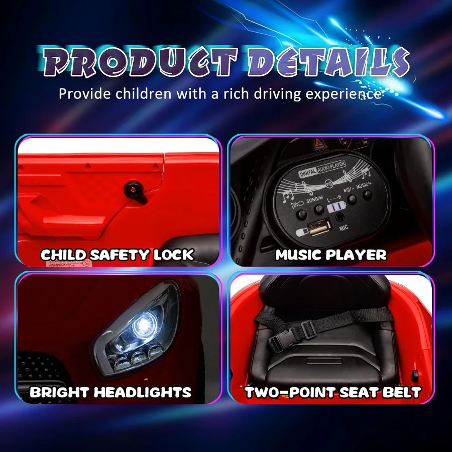 Auto da corsa CLS 350 12V con licenza con telecomando 2.4G, auto elettrica alimentata a batteria, con sicurezza musicale Bluetooth