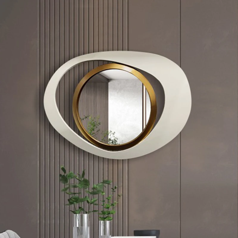

Art Mirror Wall Stickers Decorative Frame Big Bedroom Gold Mirror Nordic Irregular Metal Design Miroir Mural Decorating Room
