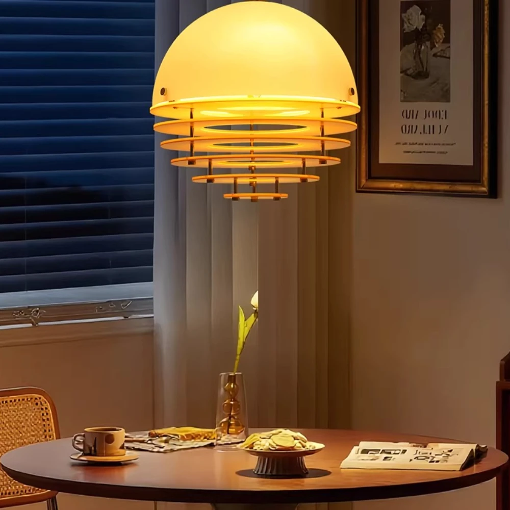 Sunset orange ambient lighting restaurant chandelier Bauhaus designer niche bar island table retro warm light