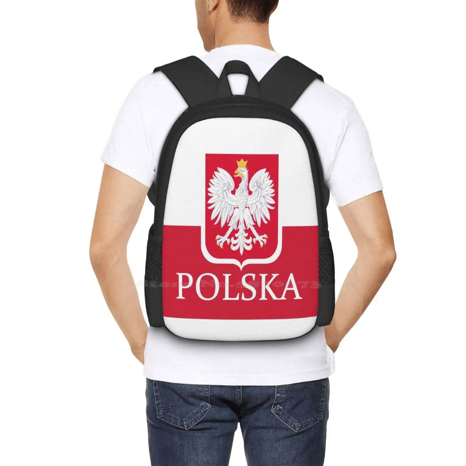 Patriottische Polenskavlag Patroon Bagpack Schooltassen Polish Polen Polen Vlag Retro Vintage Erfgoed Reizen