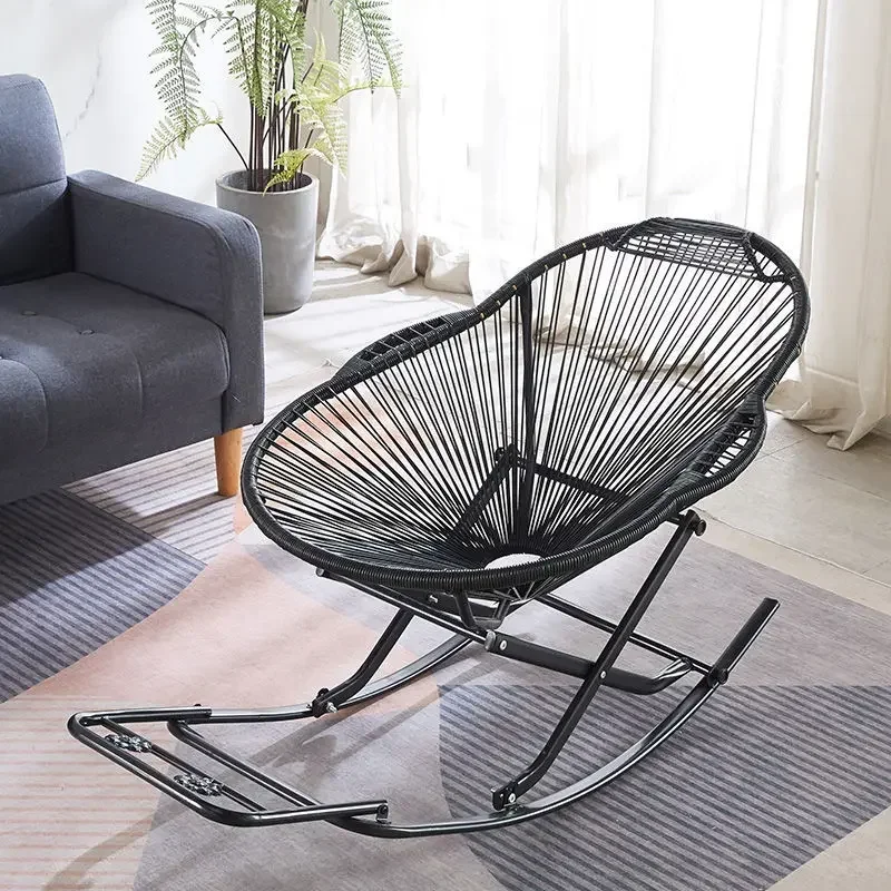 

z Household Modern Minimalist Rattan Recliner Outdoor Retro Leisure Rocking Chair Balcony Rocking Chair Multifunctional Furnitu