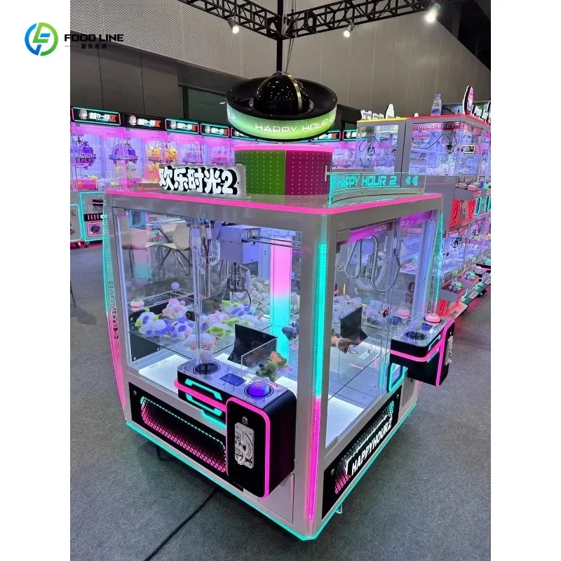 Customized 4 Player Coin Operated Commercial Doll Machine Claw Crane Candy Catcher