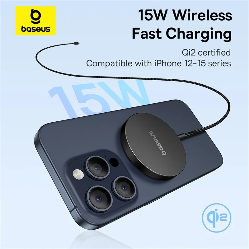 

Baseus 15W Qi2 Magnetic Wireless Charger Fast Charging For iPhone 15 14 13 12 Series Pro Max Wireless Charging For Airpods