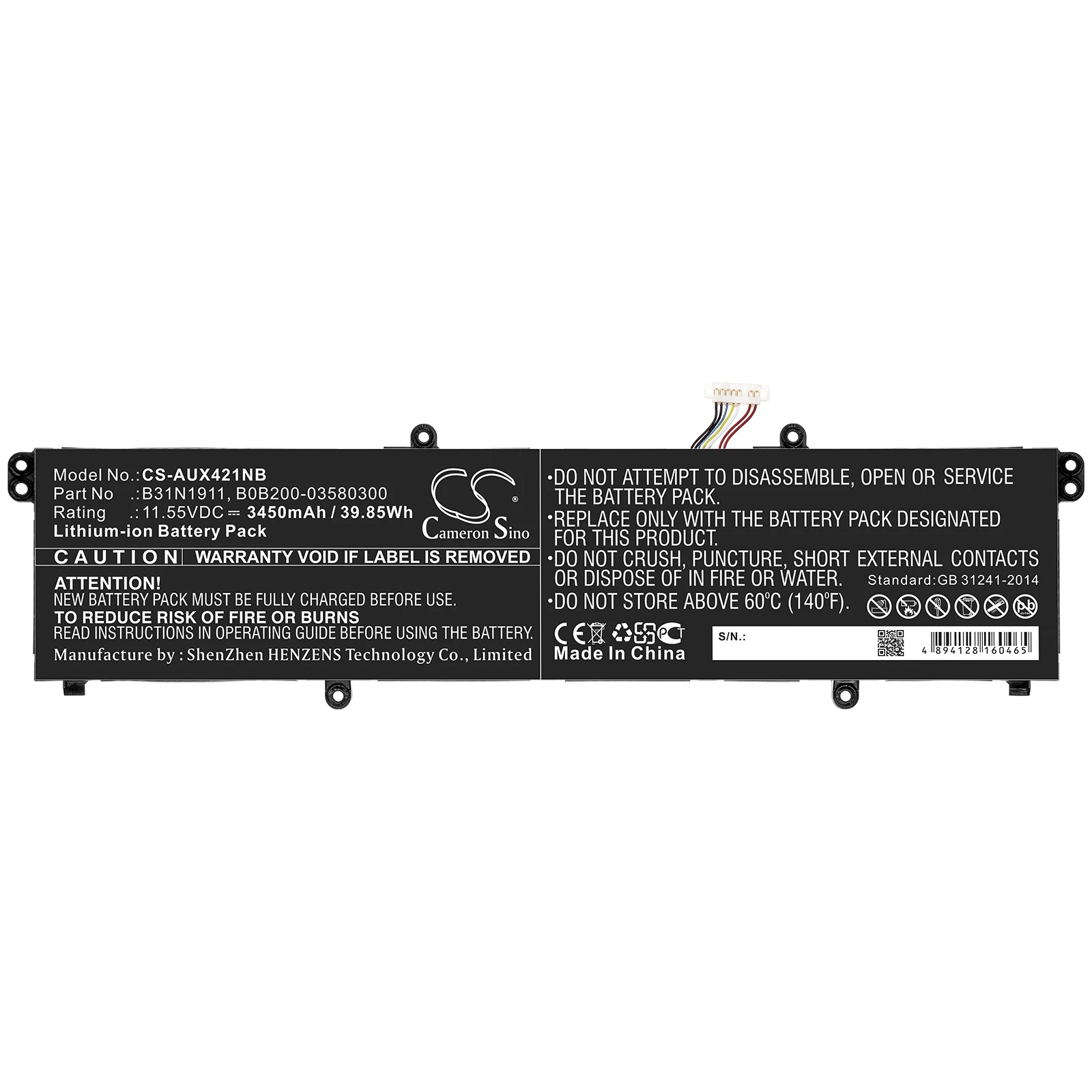 

Li-ion Notebook, Laptop Battery for Asus,11.55v,3450mAh,X421 V4050FA A413FF X413FF K433FA X421FA S433FA V433FA V4050FF F413FF