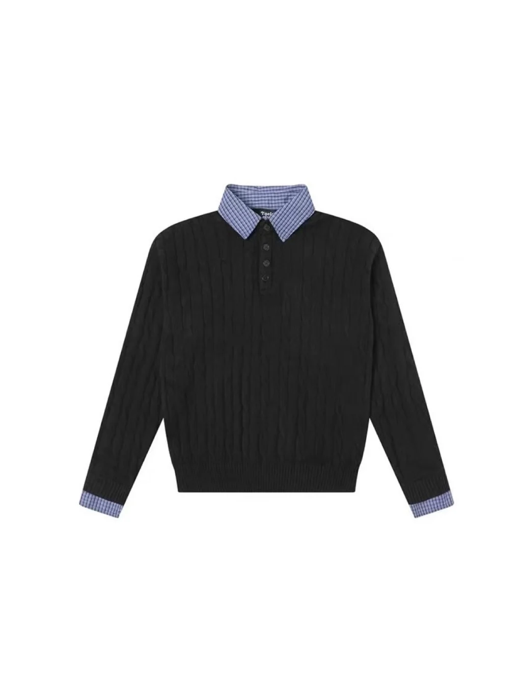 

American Sle Vintage Knitted Sweater Fake Two-Piece Loose Fit Collared Casual Versatile Top for Men And Women in Autumn Winter