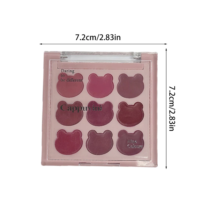 Cappuvini 1 pz Palette di Mousse Labbra Effetto Velluto Design Orsetto Carino 9 Colori Finitura Opaca Naturale Lunga Durata Rossetto Non Seccante Lip Mud