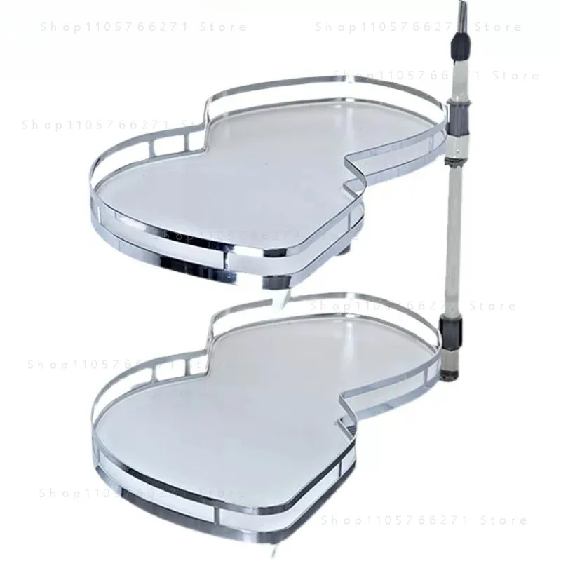 Cabinet Corner Basket Drawer Stainless Steel Double-Layer Whirl Pull-out Storage Organizer Kitchen Rack Removable Adjustable