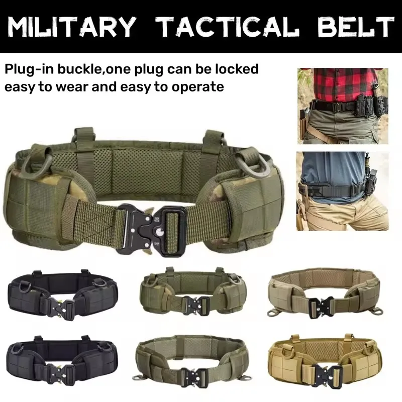 Tactical Belt Set Quick Release Metal Buckle Military Belt Adjustable Nylon Eva Padded Belt Set For Training Outdoor & Hunting