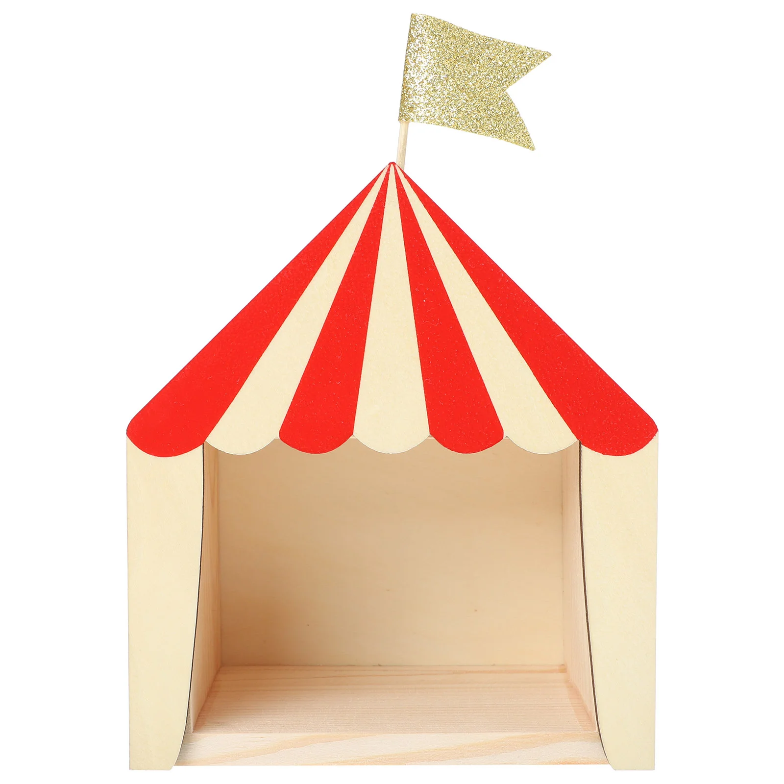 Decor Circus Chalet House Ornament Wooden Model Children's Room Shaped Shelf Cabin Red Wall