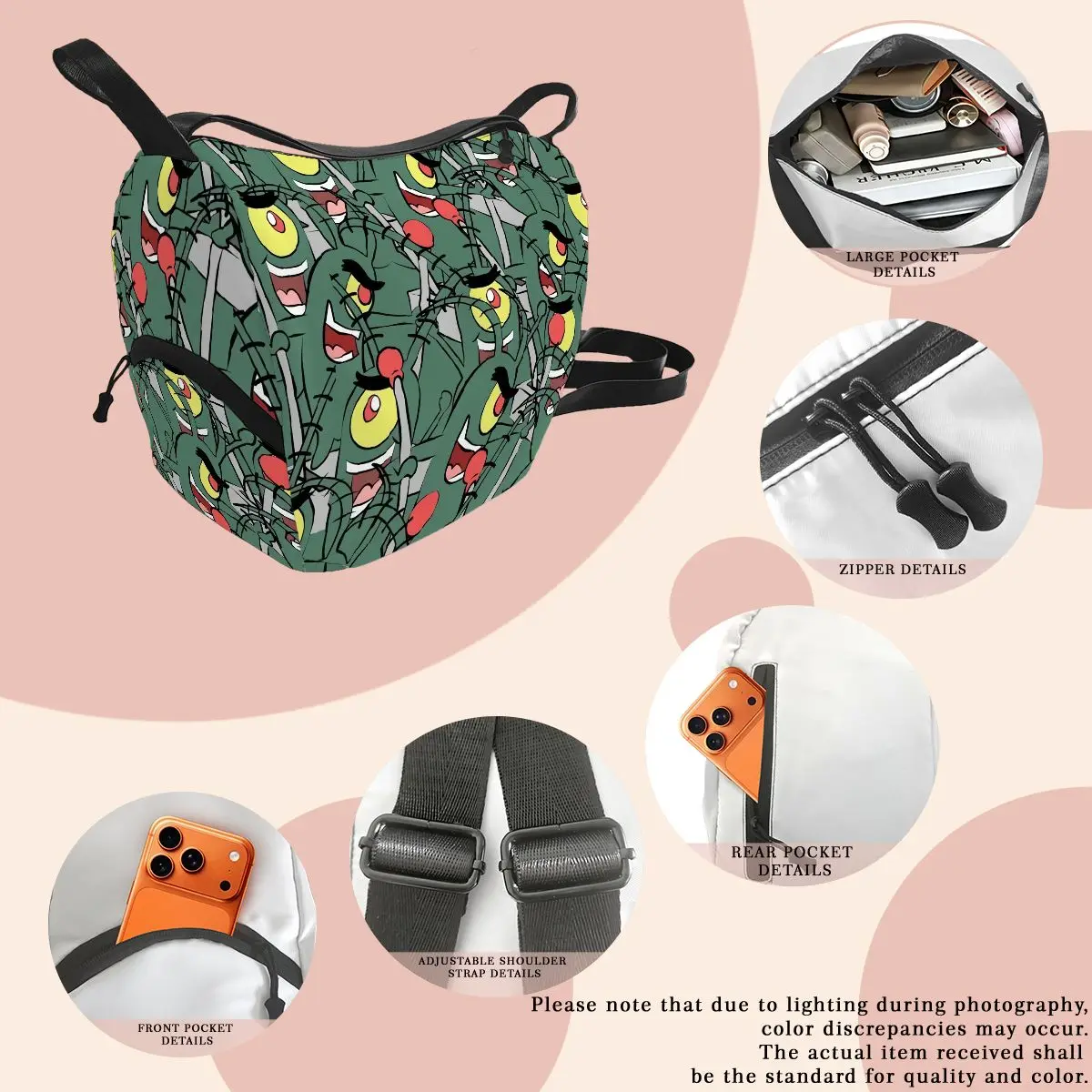 

Patrick Star Plankton Single-Shoulder and Backpack, Dual-Use Multifunctional Fashionable Gift, High-Quality and Cute