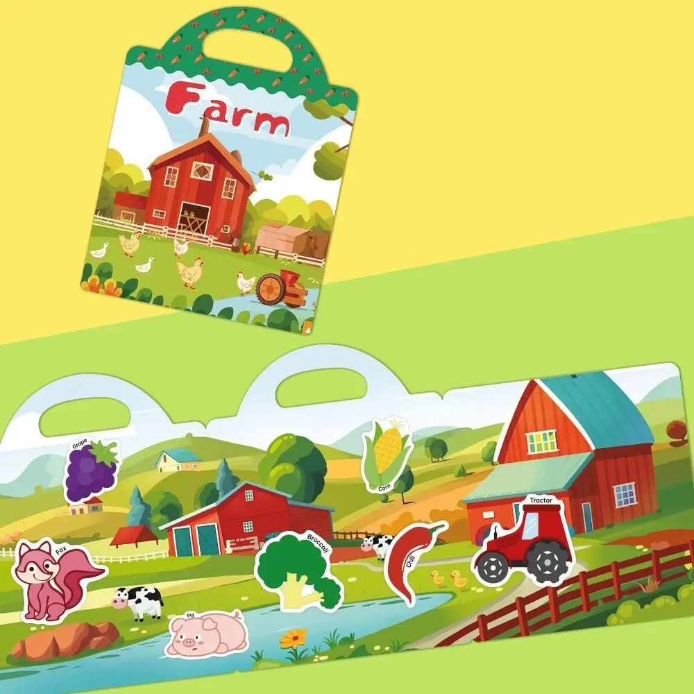 Educational Jelly Sticker Books Reusable Waterproof Scene Quiet Stickers Matching Game Washable Cartoon Sticker Book for DIY