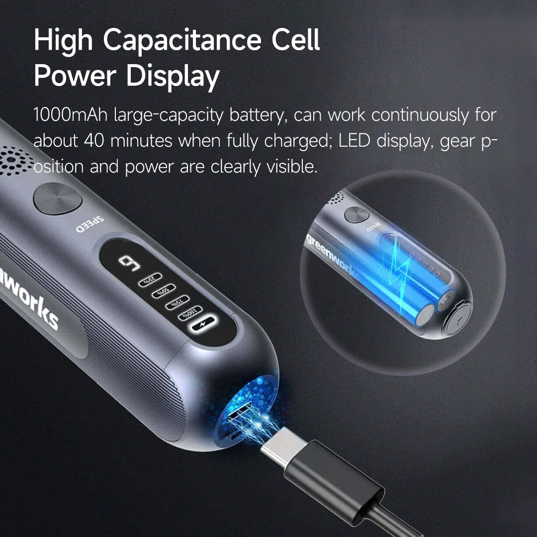 Szlifierka elektryczna litowa Greenworks z oświetleniem Inteligentny wyświetlacz HD 52 sztuk Akcesoria Pióro do grawerowania bitów o dużej mocy 80 W