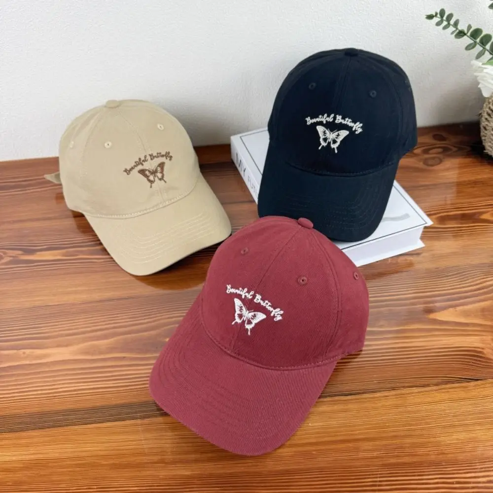 

Fashion Korean Style Butterfly Embroidered Hat Adjustable Cotton Y2k Baseball Hat All-match Sweet Women Peaked Cap Girls