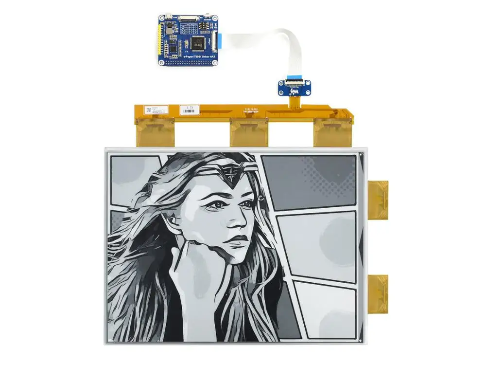 Waveshare 13.3 inch e-Paper e-Ink Display HAT For Raspberry Pi, 1600*1200 resolution, 16 Grey Scales, Supports partial refresh