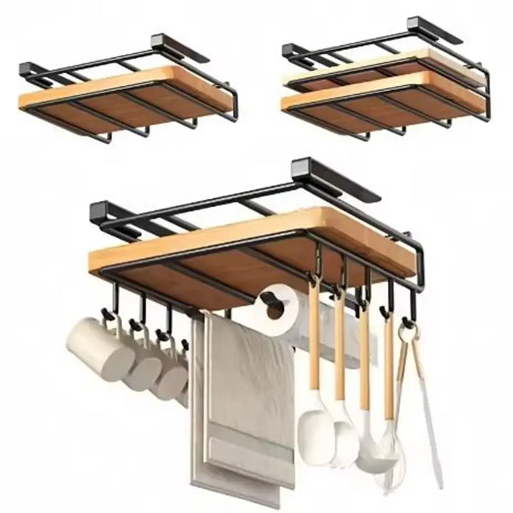 

Sainless Steel Cutting Board Pot Cover Holder High Load-bearing Large Capacity Pot Lid Storage Rack Space Saving with Hooks