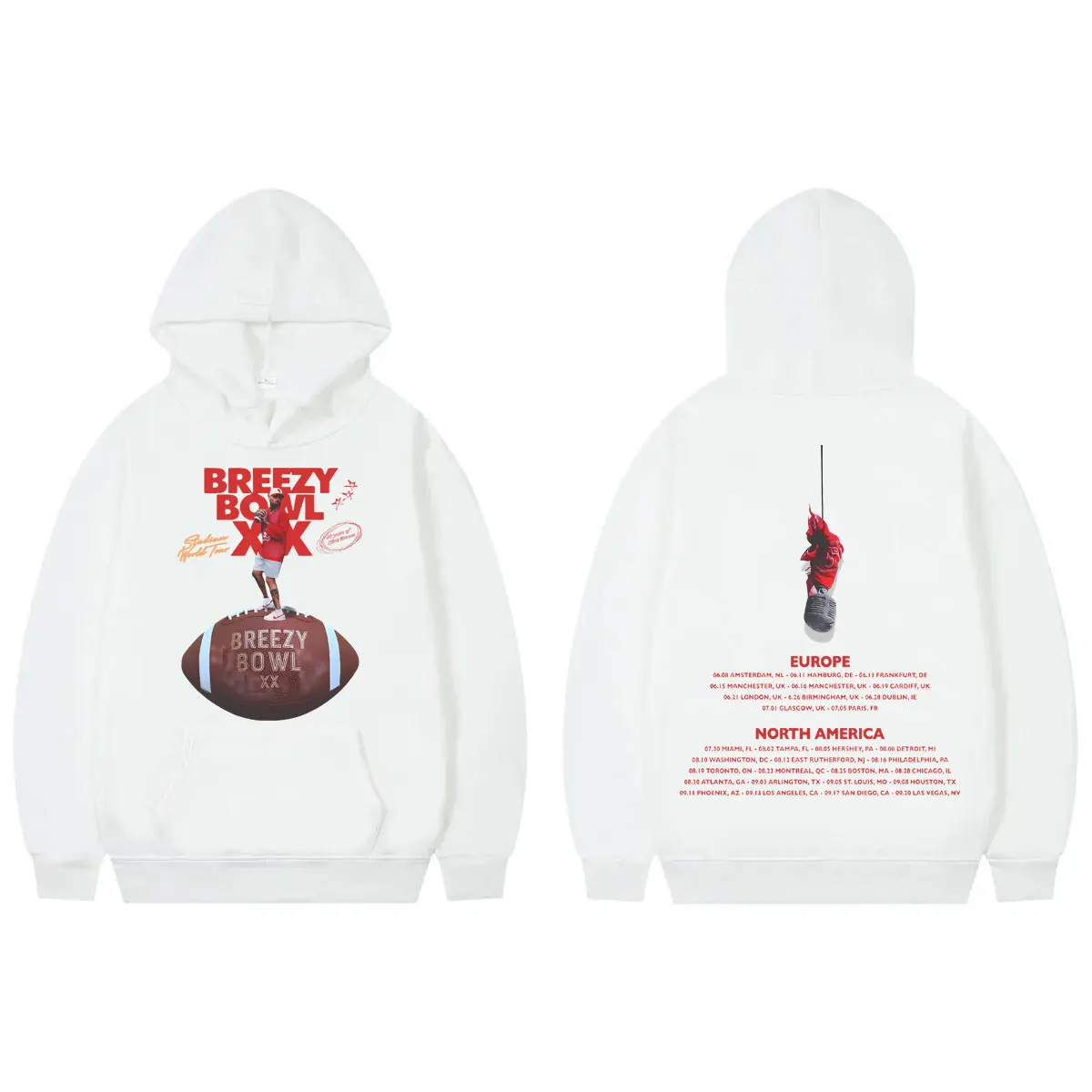 

Chris Brown Breezy Bowl XX Tour 2025 Merch Hoodies Men Women Harajuku Hip Hop Hooded Sweatshirts Fashion Y2k Oversized Pullovers