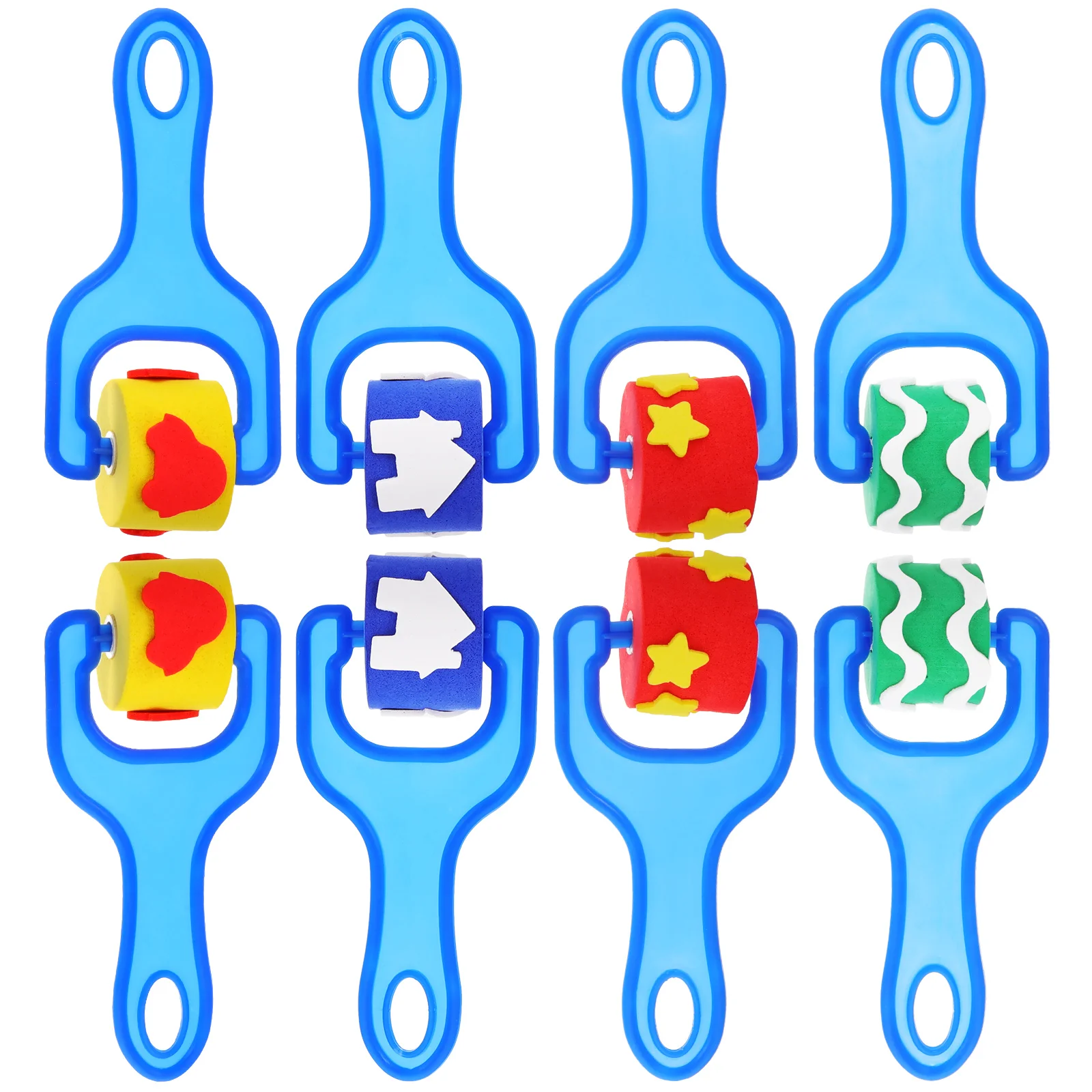 

8 Pcs Sponges Children's Stamp Brush Graffiti Stampers Handprint Tool for Kids Tissue Box Blue Paint