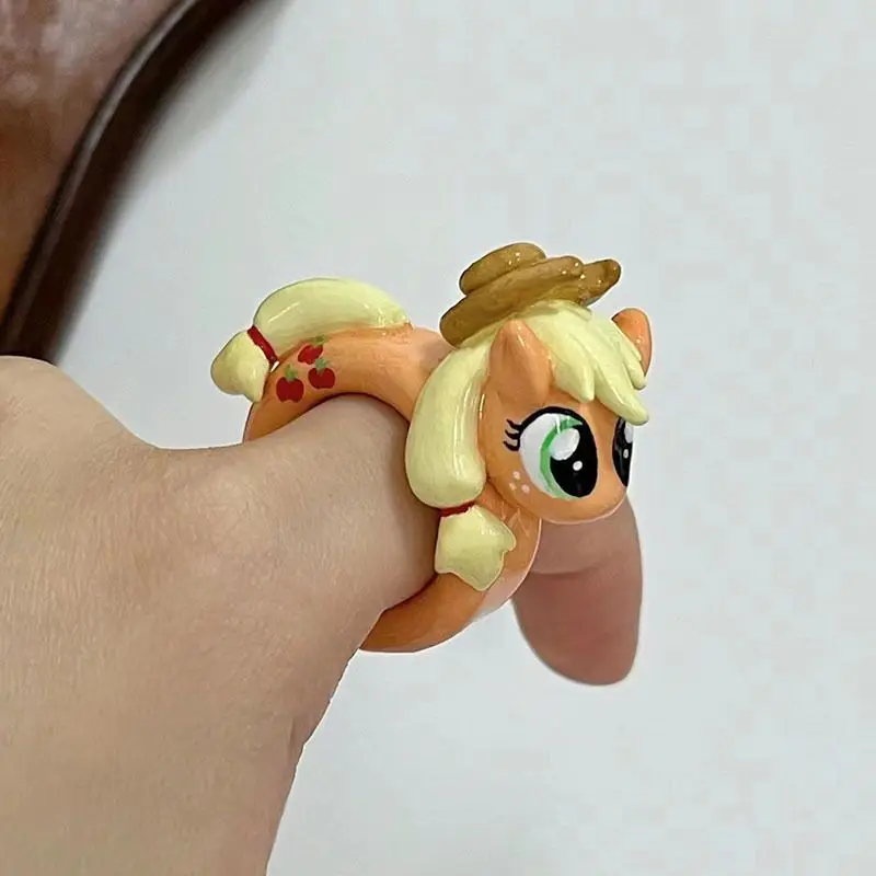 Kawaii My Little Pony Ring Pinkie Pie Fluttershy Rainbow Dash Cartoon Anime Doll Stereoscopic Glazed Ring Jewelry Gift Kids Toy