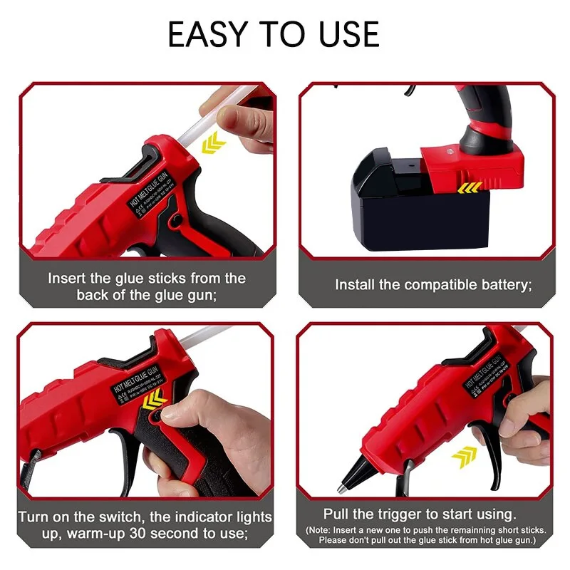 Cordless Hot Glue Gun for Milwaukee 18V Li-ion Battery Handheld Quick Preheat Hot Melt Glue Gun 7mm Glue Sticks for Craft Repair