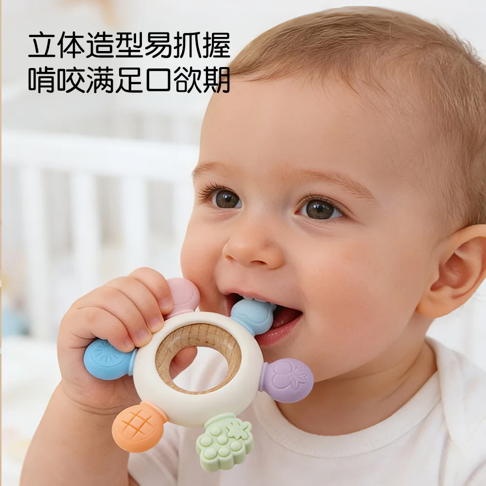 Massaggiagengive in silicone alimentare anti-ingozzamento per neonati, prodotti per la mamma e il bambino, massaggiagengive in silicone a sei dita