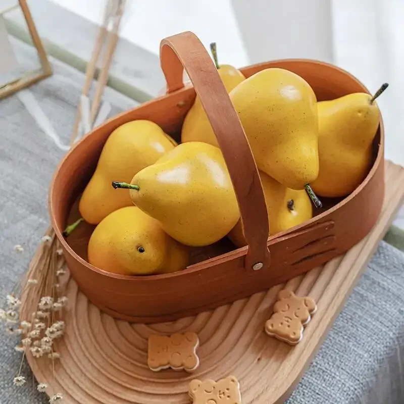 Simulated Fruit Ornaments Pear Fruit Basket Desktop Decorative Handicrafts Storage Container Home