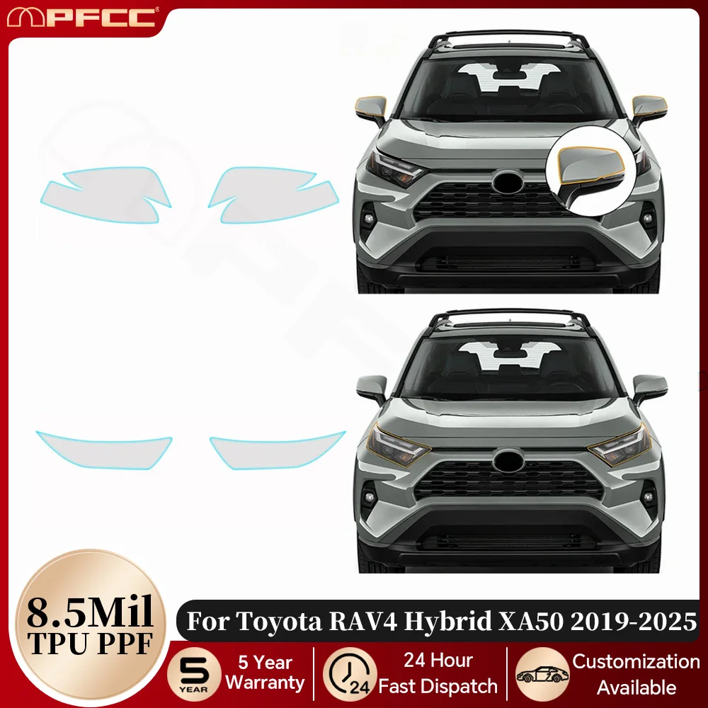 

Headlight Rearview TPU Protection Film For Toyota RAV4 Hybrid XA50 2019-2025 Pre-cut PPF Clear Bra Anti-scratch Resistant Cover