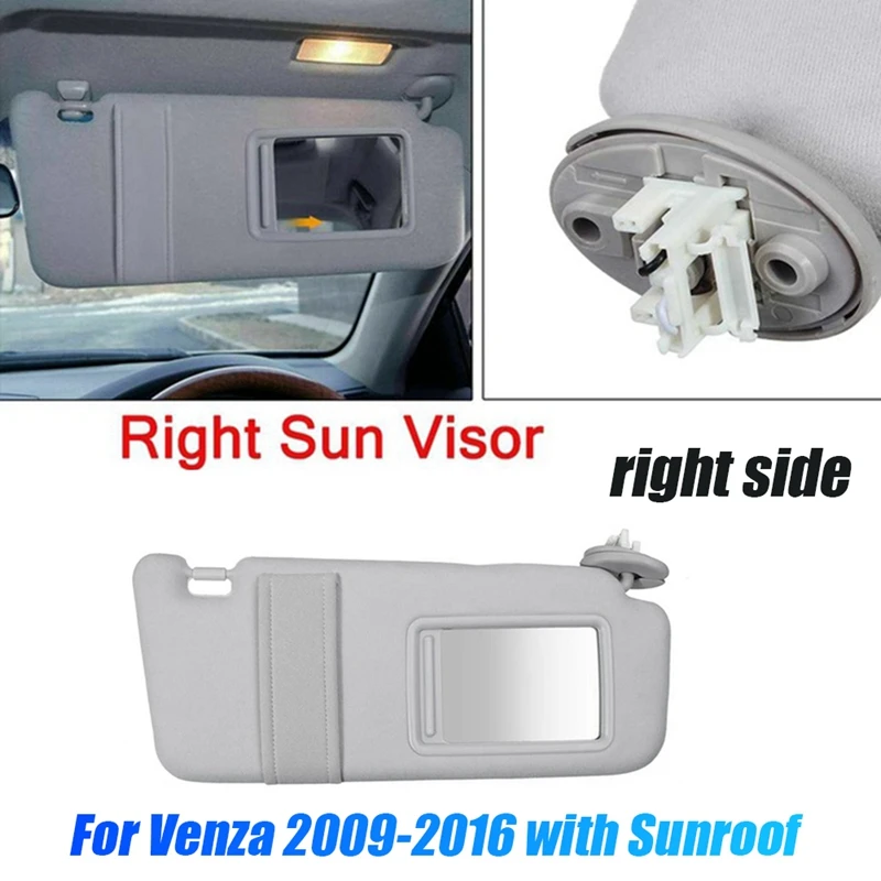 Right Passenger Side Sun Visor with Mirror 74320-0T022-B1 for Toyota Venza 2009-2016 Sunshade Sun Cover Trim 74320-0T021