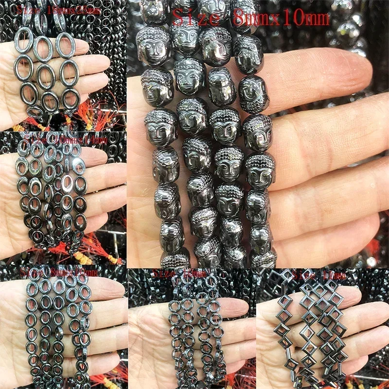 Natural Black Hematite Stone Beads Cylinder Round Loose Spacer Beads For DIY Jewelry Making Bracelet Necklace Accessories 1-14mm