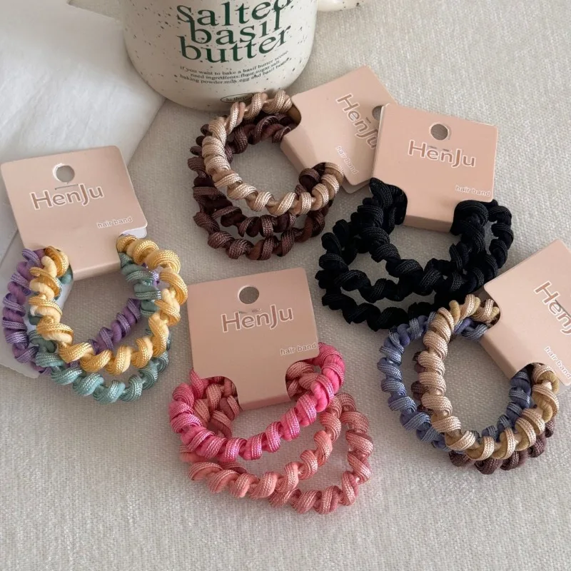 High Elastic Hair Bands No Hair Damage Threaded Fabric Ponytail Rope New Hair Accessories Set