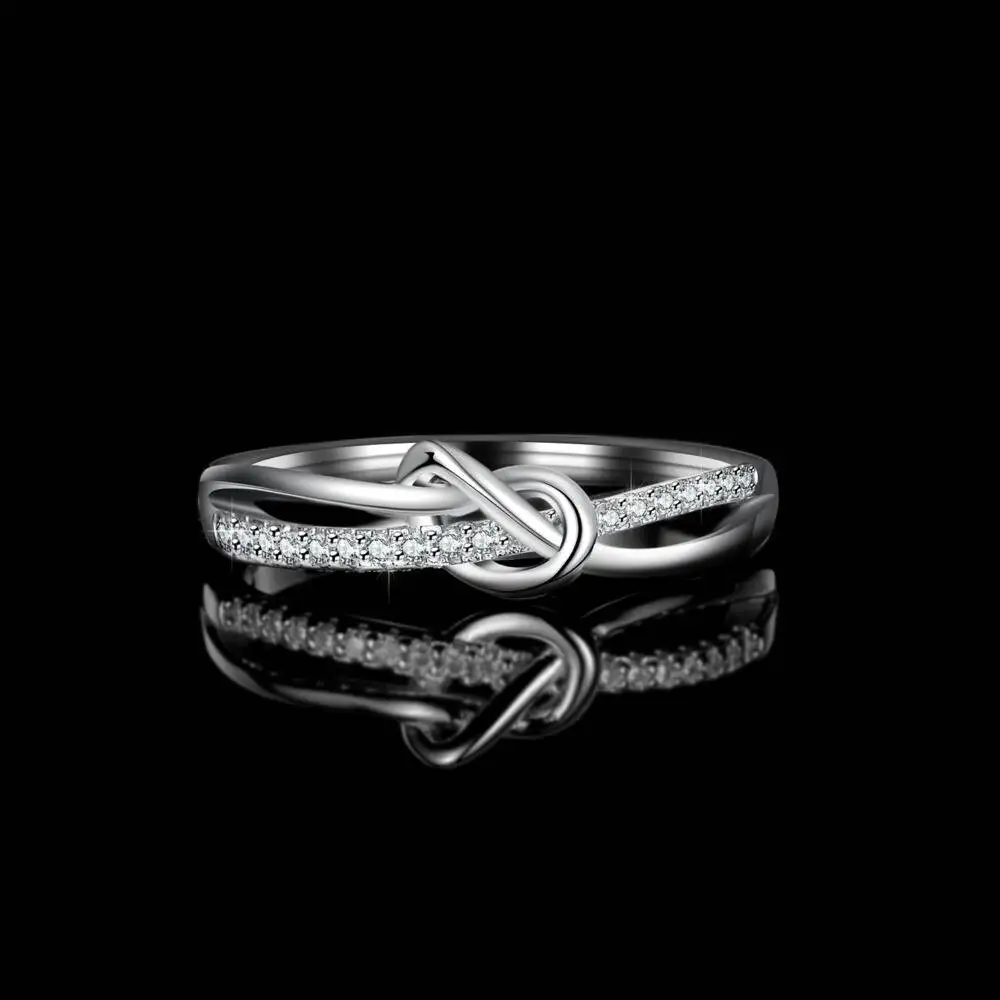 925er Sterlingsilber Infinity-Knoten Stapelring D VVS1 Moissanit Mehrfarbiger Liebesversprechen-Ring Feiner Schmuck für Damen – Detail 8