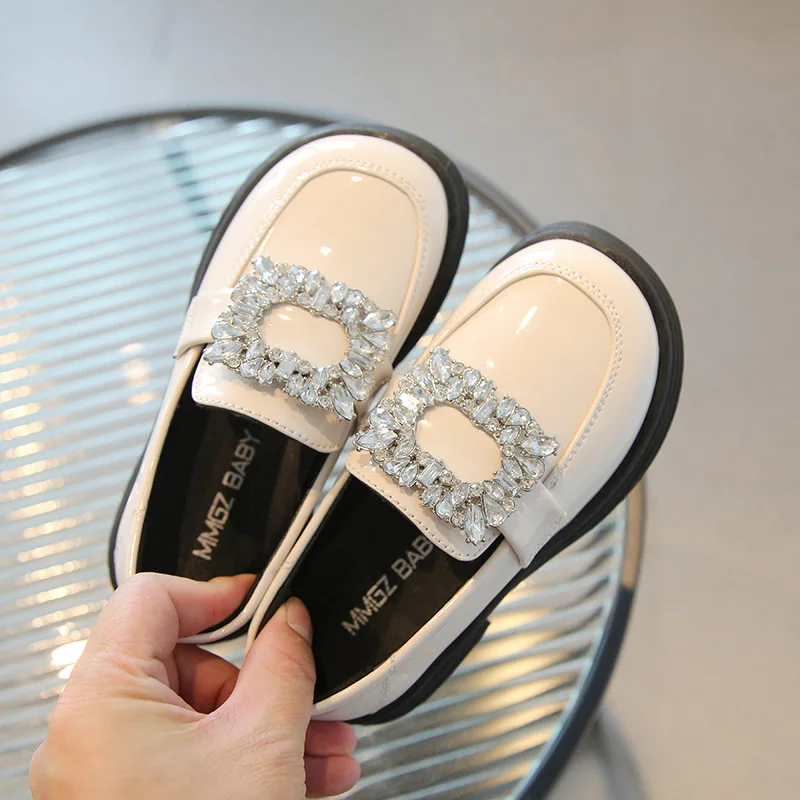 Girls Leather Shoes Chic Fashion Rhinestones Buckle Kids Princess Shoes Children Dress Flats Sweet Mary Jane Shoes Girls Loafers