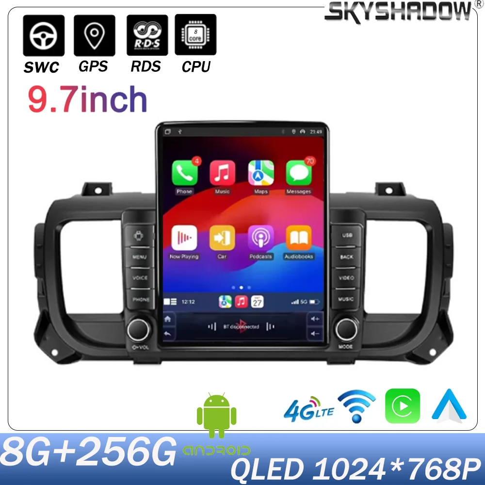 9,7 "android para Citroen Jumpy 3 SpaceTourer para Peugeot Expert 3 para Toyota Proace 2016-2021 Radio automática navegación para coche Carplay