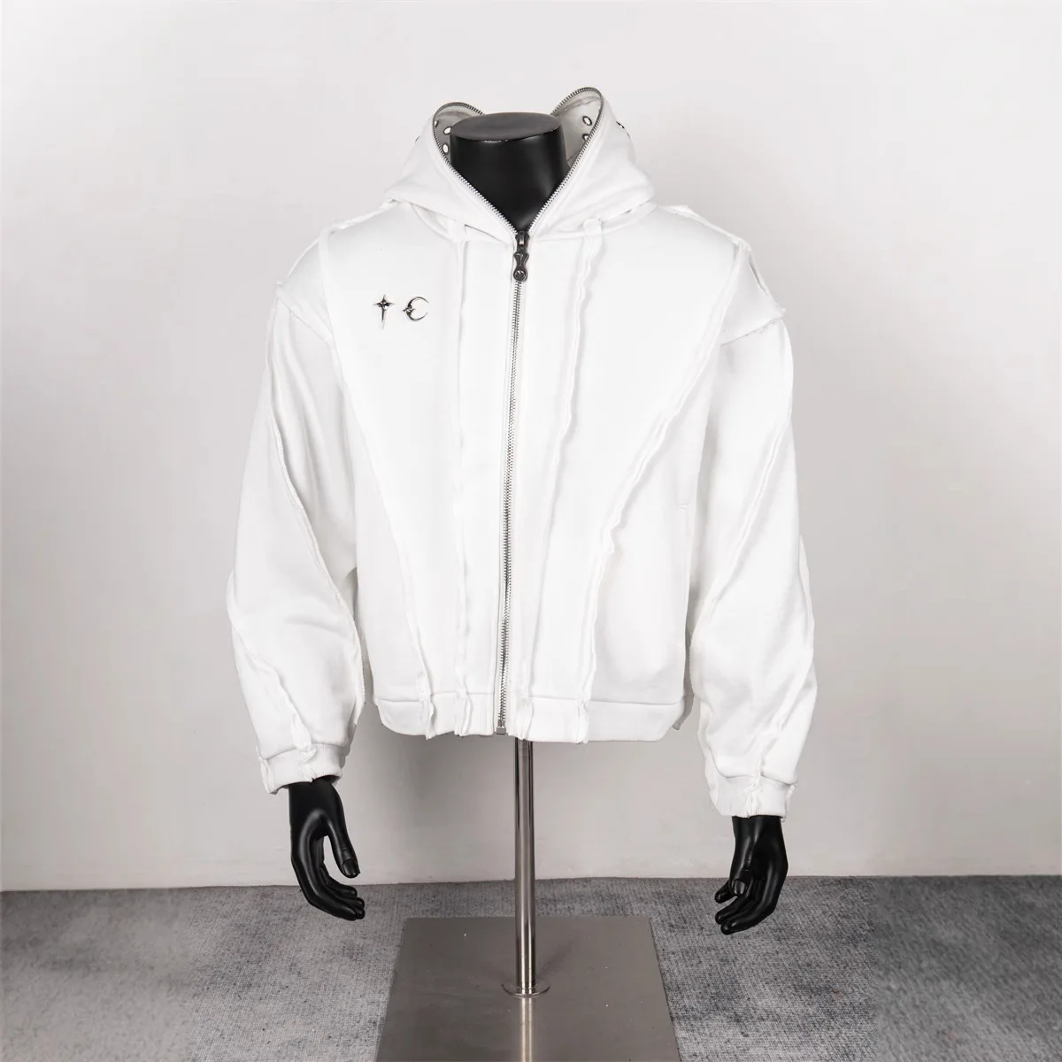 Thug Club وصل حديثًا سويت شيرت معدني مغسول بسحاب بالاكلافا نينجا بقلنسوة للرجال سترة ملابس الشارع الشهير #3