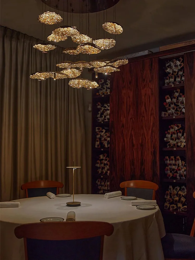 

Gold Foil Process Pendant Lights Textured Understated Luxury Home-applicants Led Dimmble Lightings Suspension For Living Room