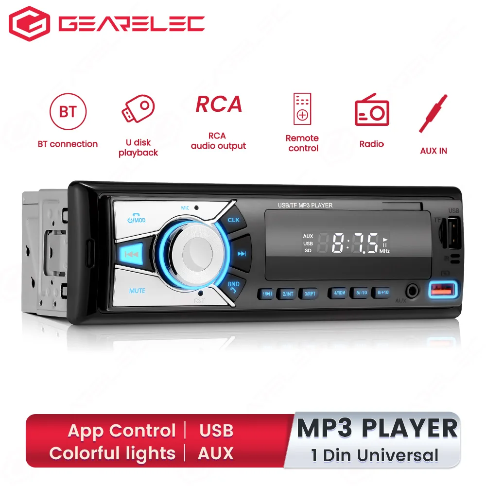 1 din Autoradio Bluetooth MP3-Player Autoradio FM Auto Stereo Empfänger Autos Universal Player Aux/USB/TF-Karte im Dash Kit