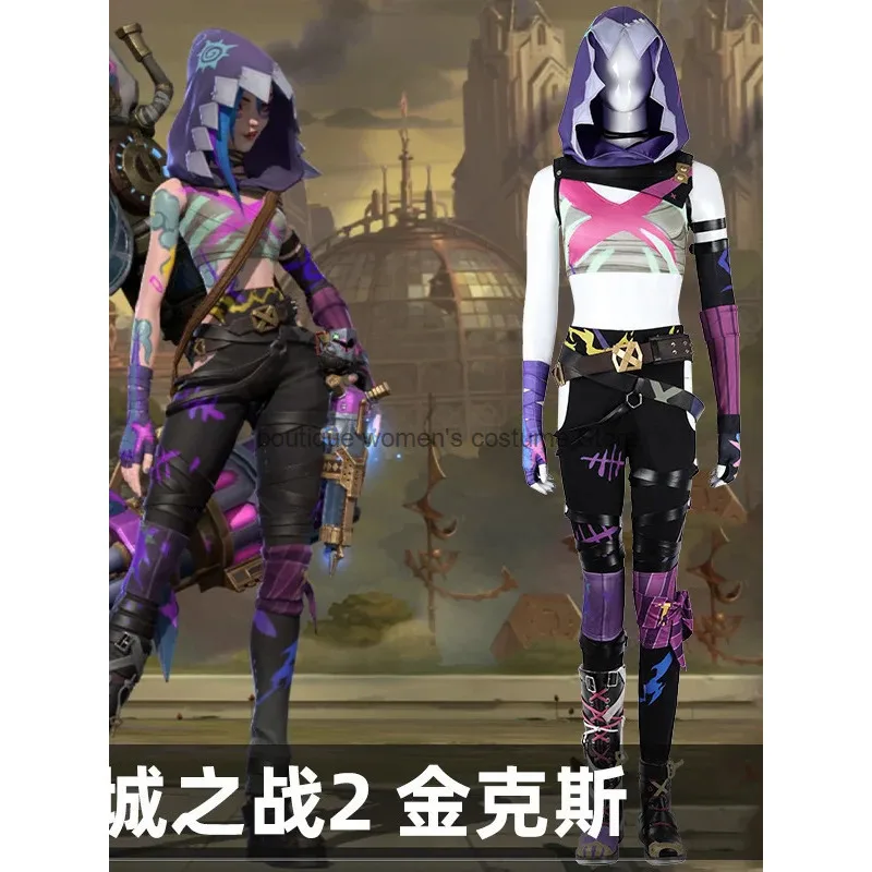 

Women Battle Costume Game Suit Marvel LOL League Of Legends: Battle Of Two Cities 2 Jinx Cosplay Game Costume Female