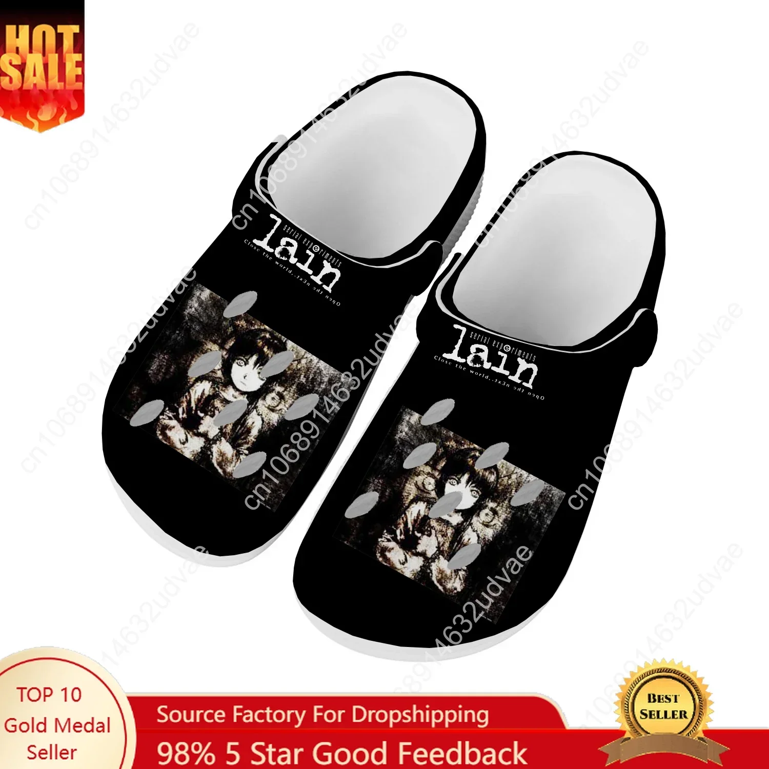 

Serial Experiments Lain Water Shoes Mens Womens High Quality Home Garden Clogs Customizd Sandals Beach Breathable Hole Slippers