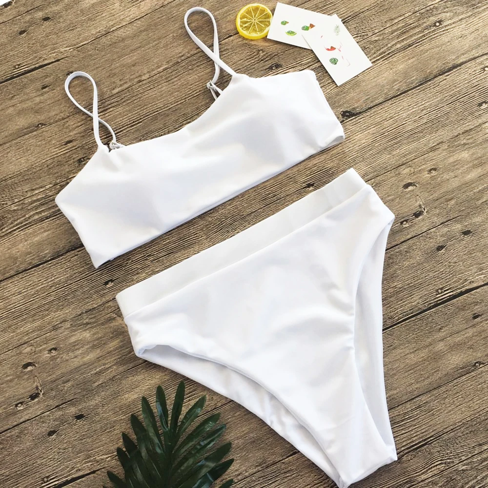 Conjunto de Bikini de cintura alta para Mujer, traje de baño Sexy, Bikini de playa, bañador brasileño de realce para Mujer