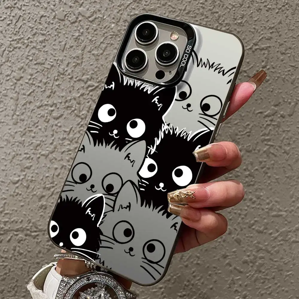 Case For Motorola Moto G84 5G G04 G14 G10 G20 G30 G04S G24 G34 G13 G23 G53 G22 E32S E22i Cute Cat Silver IMD Animal Phone Cover