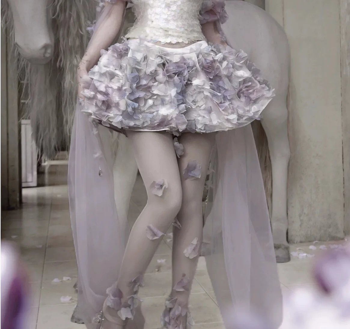 Blood Supply Original Design Pink Fairy Genie 3D florals Mini Puff Skirt Spring Luxury A-line Skirts Party Jupe Spring