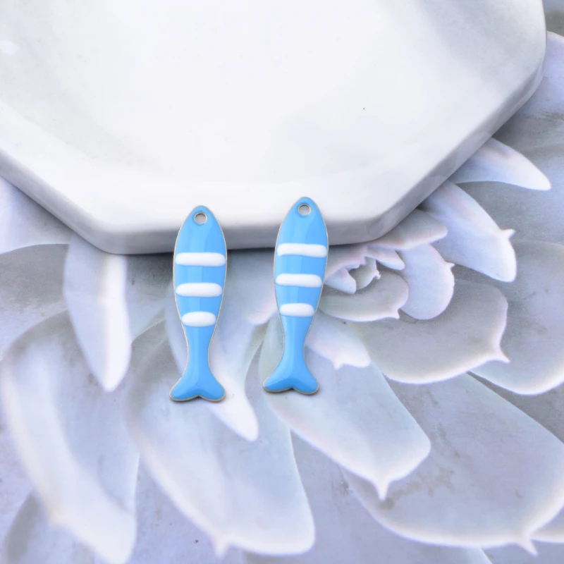 10pcs Copper Both-sided  Enamelled Big Cute Fish Charms oil dripping  Necklace Bracelet Pendant DIY Jewelry Accessories