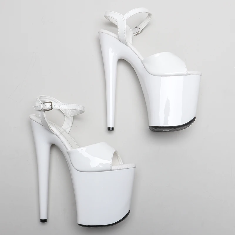 Leecabe 20cm/8inch Shinny White style high heel sandals  sexy model shoes pole dance shoes