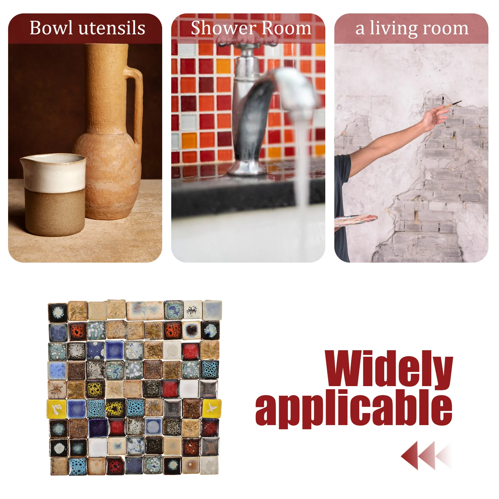 

1Set Easy to Clean Ceramic Irregular Mosaic Tiles for DIY Home Improvement Walls Floors Bathrooms Kitchens Ceramic Tile