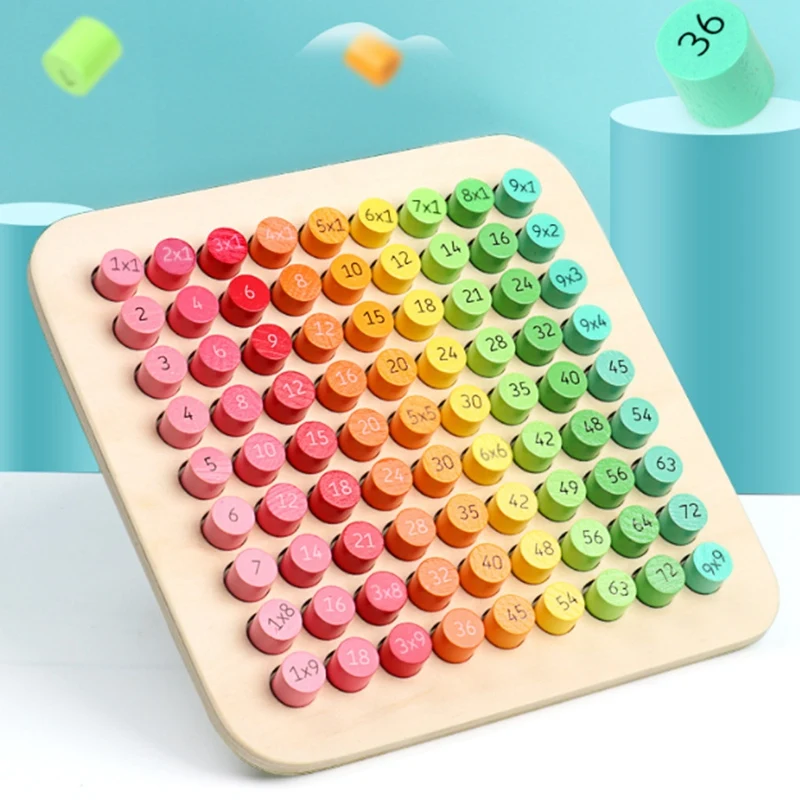 HOT-Mathematics 9X9 Multiplication Board Table Math Toy Montessori Wooden Learning Digital Early Education Wooden Toys